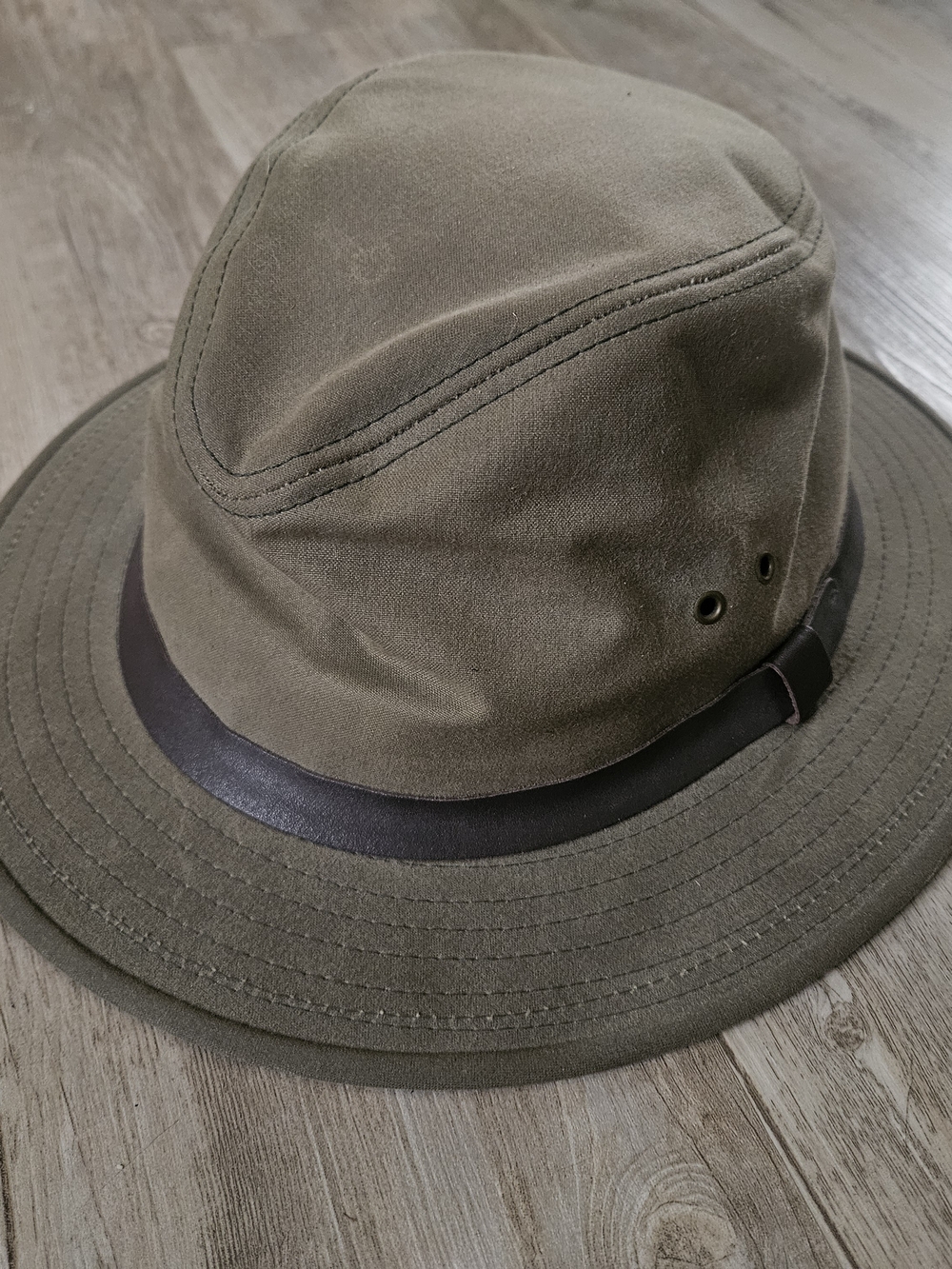 Vintage C.C Filson Men's Dark Brown Waxed Canvas Tin Cloth Packet Hat XL